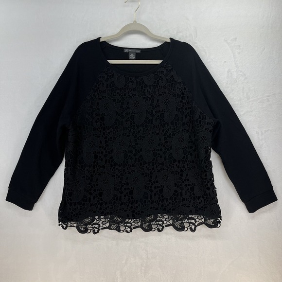 Adrianna Papell Lace Front Top Women's Size XXL Black - Picture 9 of 10